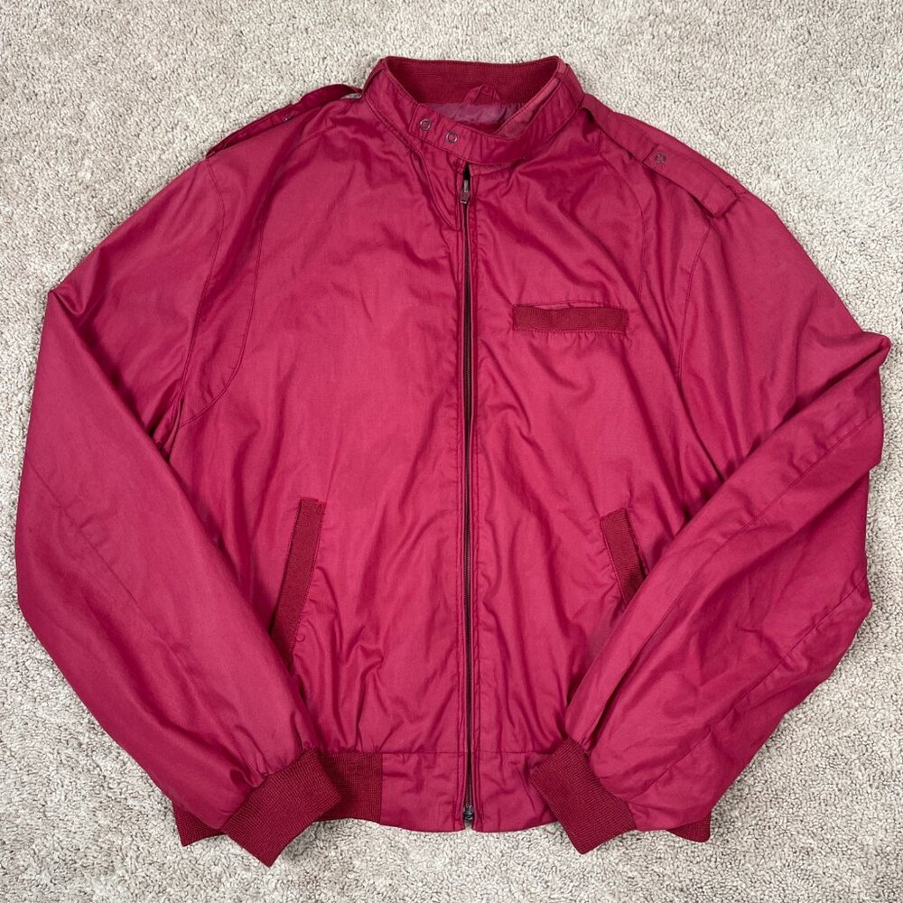 Contour Jacket Mens L Red Full Zip Cafe Racer Bomber Riding 80s Dad Vintage 90s